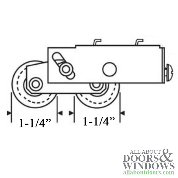 Tandem  1-1/4  Nylon Roller, 2 hooks - Tandem  1-1/4  Nylon Roller, 2 hooks