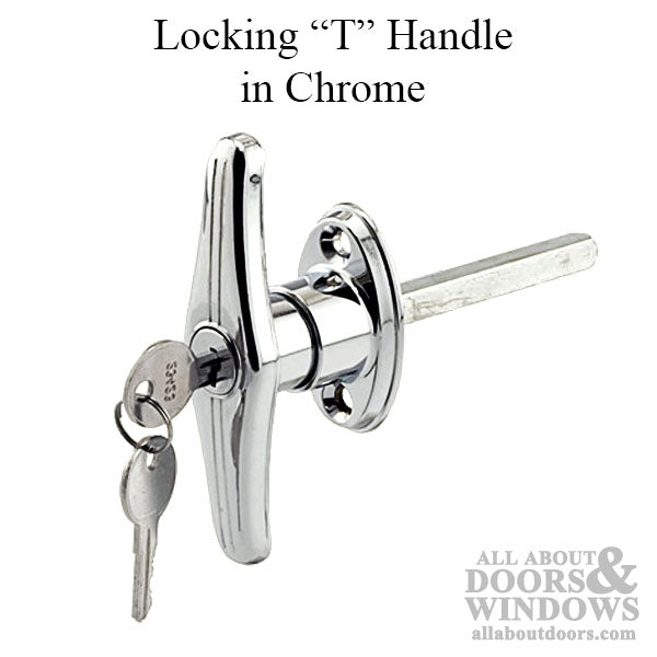 Lock T Handle with Keys for Garage Doors, Campers, & RVs - Chrome - Lock T Handle with Keys for Garage Doors, Campers, & RVs - Chrome