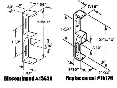 Keeper / Strike, 11/32 Wide, for Sliding Patio Door - Keeper / Strike, 11/32 Wide, for Sliding Patio Door