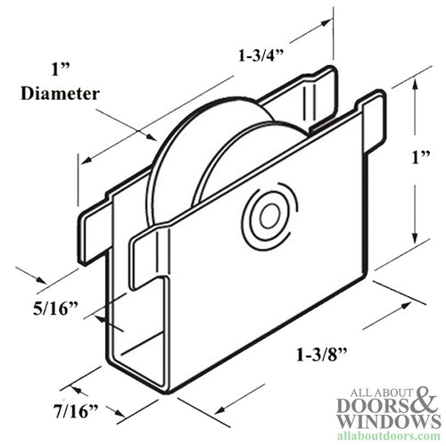 Bottom Roller Assembly with 1 Inch Nylon Wheel for Sliding Screen Door - Bottom Roller Assembly with 1 Inch Nylon Wheel for Sliding Screen Door