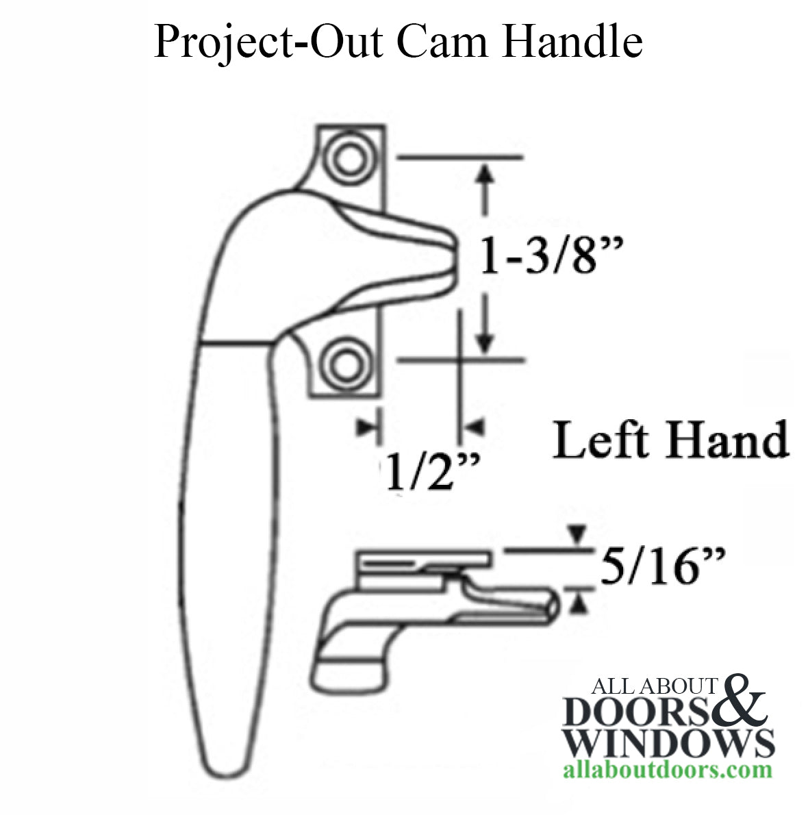 Project-Out Cam Handle, 2 hole 1-3/8 Screw, 1/2