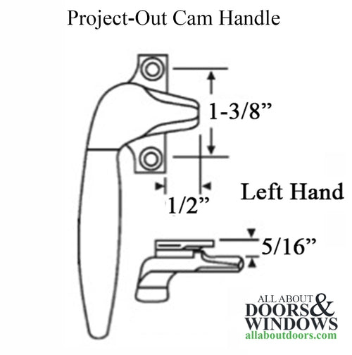 Project-Out Cam Handle, 2 hole 1-3/8 Screw, 1/2