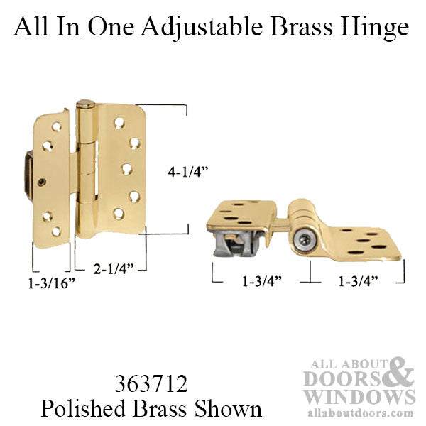 Old V200 PV30 Right Hand Adjustable 3D Door Brass Hinge - Old V200 PV30 Right Hand Adjustable 3D Door Brass Hinge