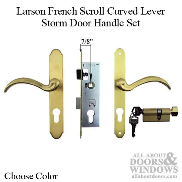 Larson French Scroll Curved Lever Storm Door Handle - Choose Color - Larson French Scroll Curved Lever Storm Door Handle - Choose Color