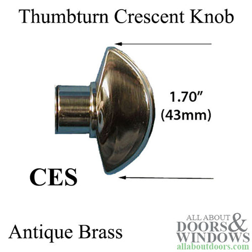 Thumbturn only, CES  Crescent Cylinder Knob - Antique Brass - Thumbturn only, CES  Crescent Cylinder Knob - Antique Brass