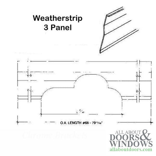 Weatherstrip 3 Panel LH Operating Lock Stile - Gray