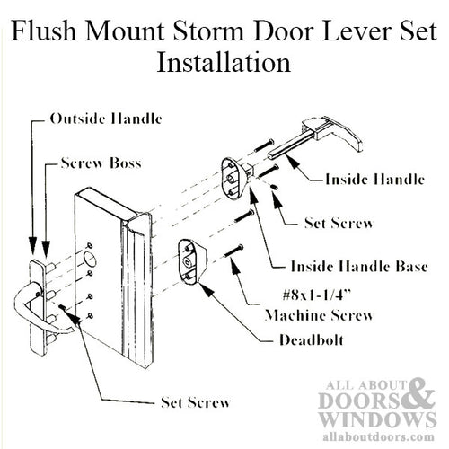 4 Post Flush Mount Storm Door Lever Set for 1 Inch Door - 4 Post Flush Mount Storm Door Lever Set for 1 Inch Door