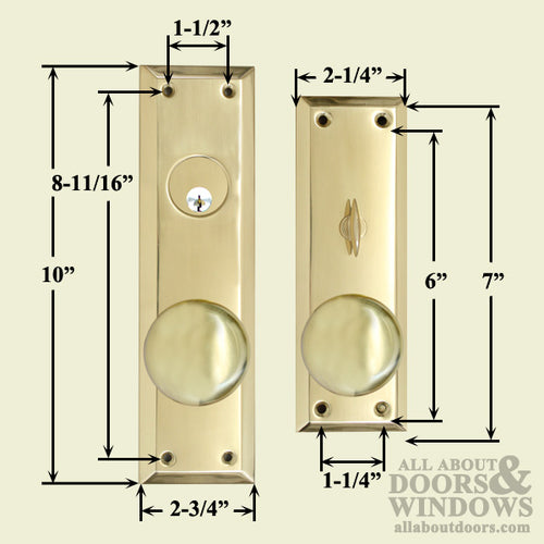 RH Entrance Manhattan Waldorf Design Handleset w/ Mortise Lock - Polished Brass - Choose Handing - RH Entrance Manhattan Waldorf Design Handleset w/ Mortise Lock - Polished Brass - Choose Handing