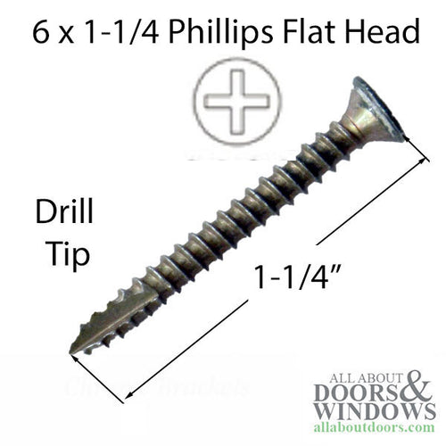 6x1-1/4 Flat Head Phillips Self Drilling Screw - 25 Pack - 6x1-1/4 Flat Head Phillips Self Drilling Screw - 25 Pack