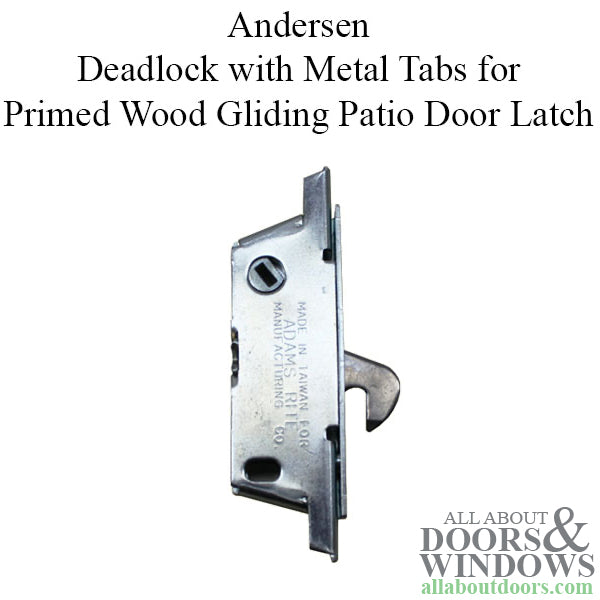 Andersen Deadlock with Metal Tabs for Primed Wood Gliding Patio Door Latch. - Andersen Deadlock with Metal Tabs for Primed Wood Gliding Patio Door Latch.