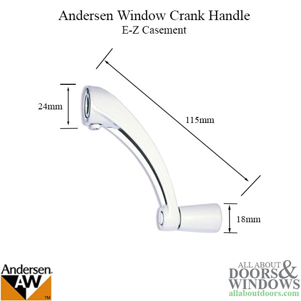 Andersen Window Improved/E-Z Casement Crank/Handle- Classic Style - White - Andersen Window Improved/E-Z Casement Crank/Handle- Classic Style - White