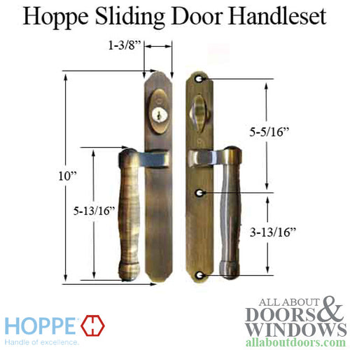 HOPPE HLS 9000 Sliding Door Handle Set Active Keyed Antique Brass - HOPPE HLS 9000 Sliding Door Handle Set Active Keyed Antique Brass