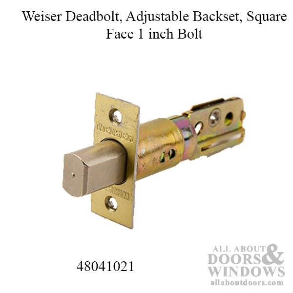 Weiser Deadbolt, 2-3/8 Inch Backset, Square Face, 1 inch Deadbolt Throw - Weiser Deadbolt, 2-3/8 Inch Backset, Square Face, 1 inch Deadbolt Throw