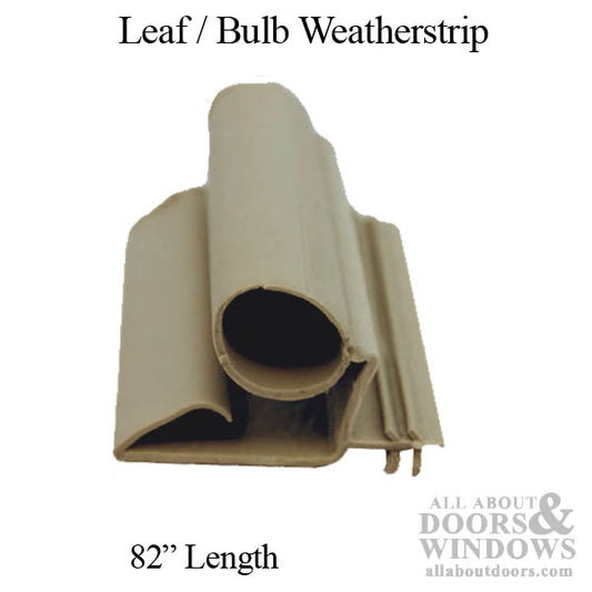 Weatherstrip, 82'' length, Leaf with Bulb - Beige