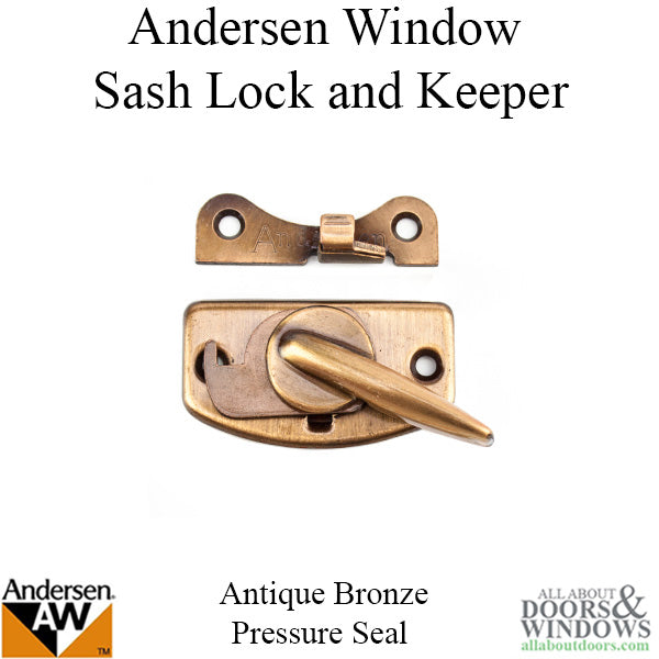 Andersen Pressure Seal Window Sash Lock & Keeper - Antique Bronze - Andersen Pressure Seal Window Sash Lock & Keeper - Antique Bronze