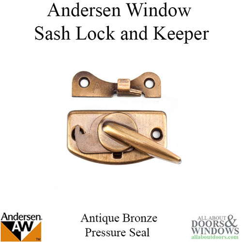 Andersen Pressure Seal Window Sash Lock & Keeper - Antique Bronze - Andersen Pressure Seal Window Sash Lock & Keeper - Antique Bronze