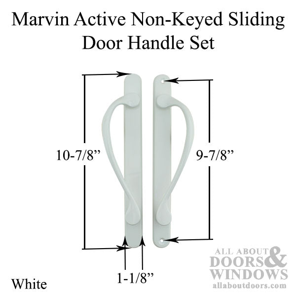 Marvin Active Non-Keyed, Narrow Sliding Door Handle, Center Thumb -  White - Marvin Active Non-Keyed, Narrow Sliding Door Handle, Center Thumb -  White