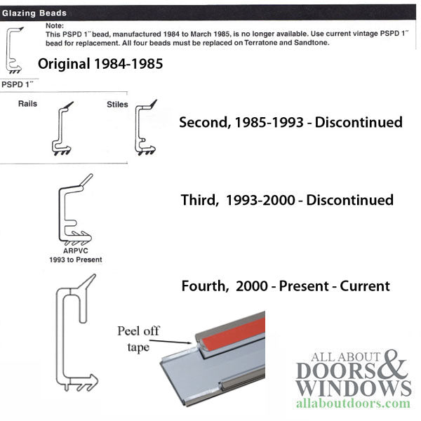 Andersen - Perma-Shield Gliding Doors Glazing Bead, PSPD 1 Stiles,  PS68,  1982-Present - Terratone - Andersen - Perma-Shield Gliding Doors Glazing Bead, PSPD 1 Stiles,  PS68,  1982-Present - Terratone