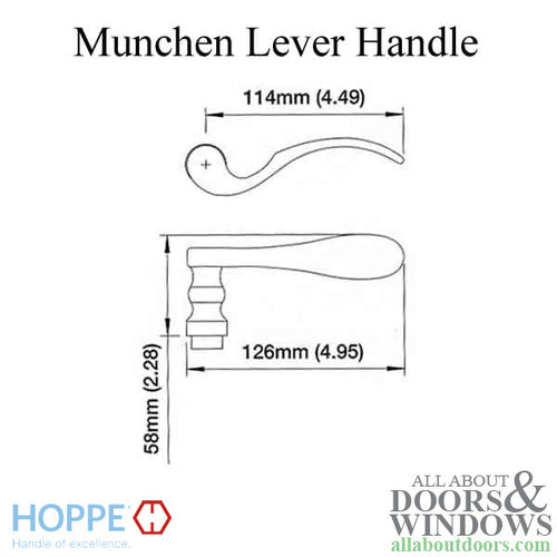 Munchen Lever Handle for Left Handed Multipoint Lock Handlesets - Antique Nickel - Munchen Lever Handle for Left Handed Multipoint Lock Handlesets - Antique Nickel