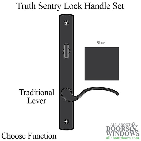 Truth Sentry Lock Handle Set, Traditional, Painted over Zinc, Black