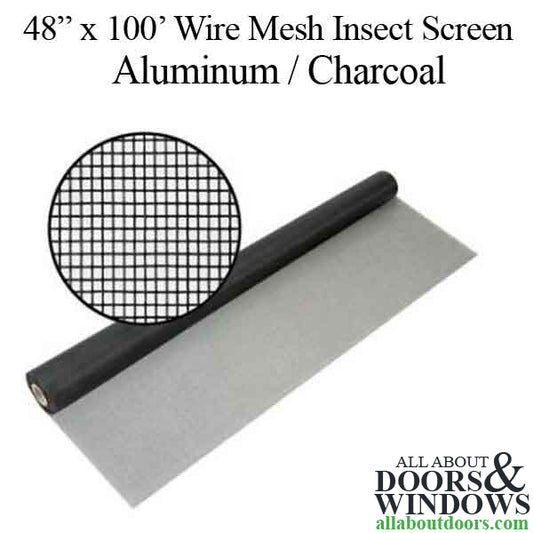 48" x 100' Aluminum Insect Screen Wire Mesh - Charcoal