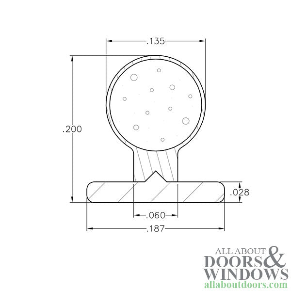 T-Slot Foam Filled Bulb  .187 x .135 Diameter Bulb - T-Slot Foam Filled Bulb  .187 x .135 Diameter Bulb