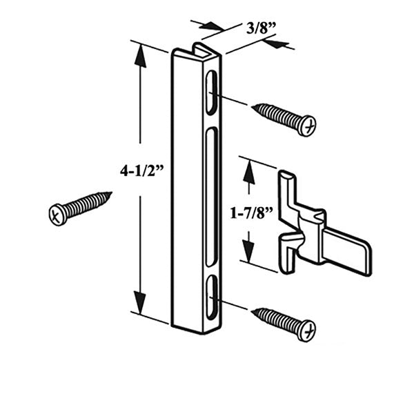 Non-Handed Plastic Latch & Aluminum Strike Set for Sliding Screen Door - Choose Color - Non-Handed Plastic Latch & Aluminum Strike Set for Sliding Screen Door - Choose Color