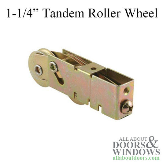 Sliding Glass Door Tandem Concave Roller with Adjustable Plain Back Housing and 1.75 Inch Wheel Diameter