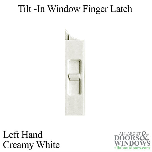 Tilt Latch, Slide in finger latch for vinyl window, Left Hand - Creamy White