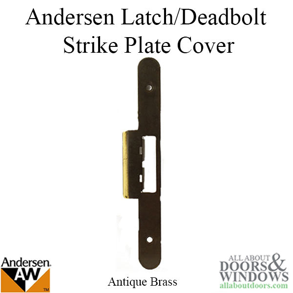 Andersen Latch & Deadbolt Strike Plate Cover, AP/PA  Double Door - Antique Brass - Andersen Latch & Deadbolt Strike Plate Cover, AP/PA  Double Door - Antique Brass