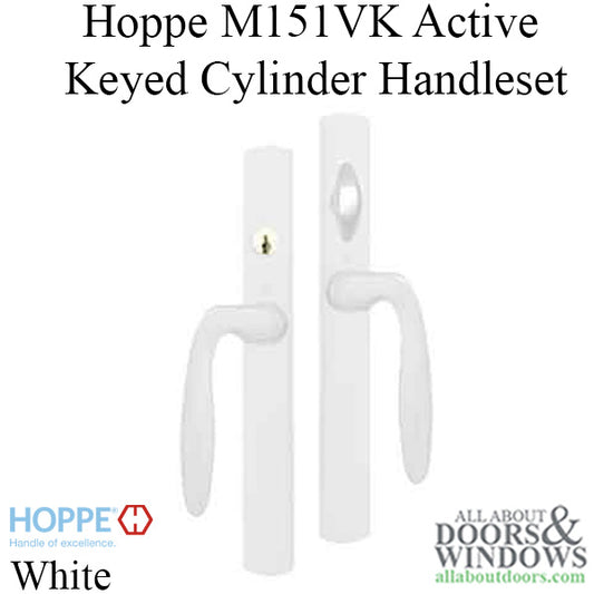 HOPPE HLS 9000 Sliding Door Handle Set Verona Lever Active Keyed White