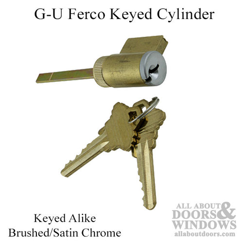G-U / Ferco 1 Inch Cylinder, Schlage Keyway - Keyed Alike - Brushed Chrome - G-U / Ferco 1 Inch Cylinder, Schlage Keyway - Keyed Alike - Brushed Chrome