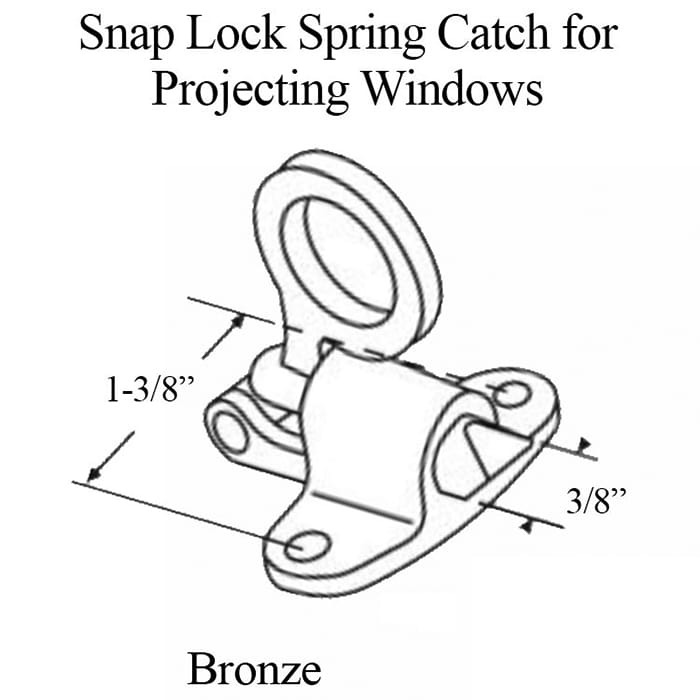 Snap Lock, Spring Catch for Projecting Windows -1-3/8 Holes - Bronze - Snap Lock, Spring Catch for Projecting Windows -1-3/8 Holes - Bronze