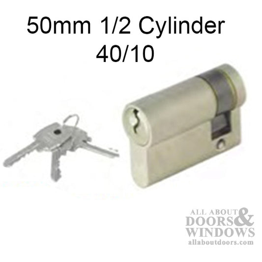 50mm Inactive Keyed 1/2 Euro Profile Cylinder 40/10 - Nickel