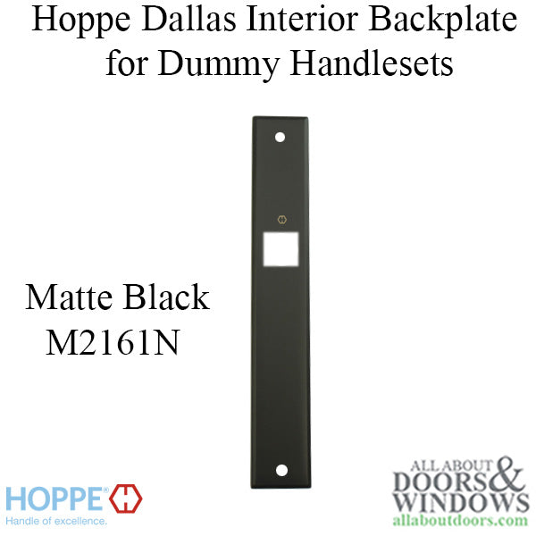 HOPPE Dallas Interior Backplate M2161N for Dummy Handlesets - Matte Black - HOPPE Dallas Interior Backplate M2161N for Dummy Handlesets - Matte Black