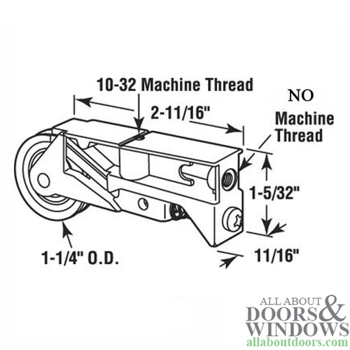 Sliding Glass Patio Door Roller Assembly with Adjustable Diecast Housing 1.25 Inch Steel Ball Bearing Wheel Diameter - Sliding Glass Patio Door Roller Assembly with Adjustable Diecast Housing 1.25 Inch Steel Ball Bearing Wheel Diameter