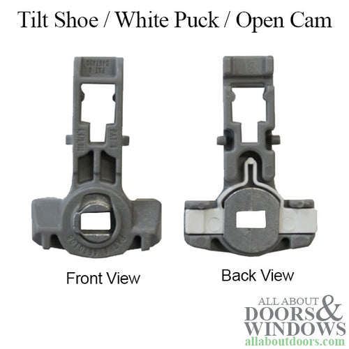 Tilt shoe, 1-1/4 x 17/32  White Puck, Open Cam, Inverted Channel Balance - H - Tilt shoe, 1-1/4 x 17/32  White Puck, Open Cam, Inverted Channel Balance - H