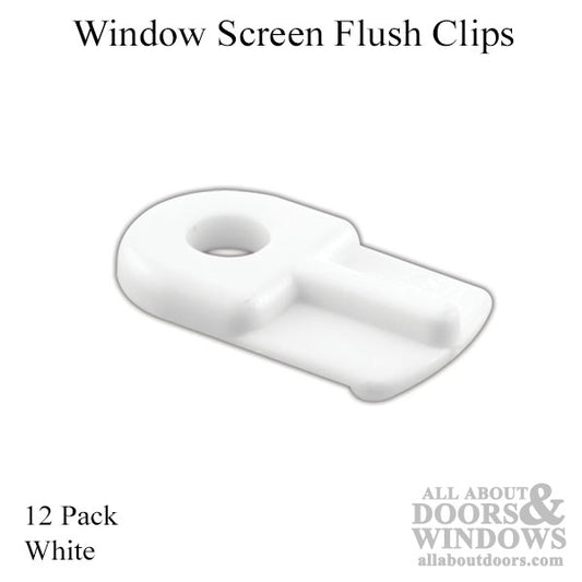 Window Screen Flush Clips, Nylon, White, - 12 Pack