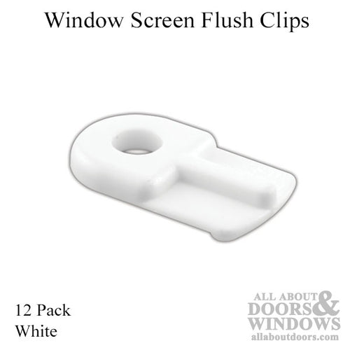 Window Screen Flush Clips, Nylon, White, - 12 Pack - Window Screen Flush Clips, Nylon, White, - 12 Pack