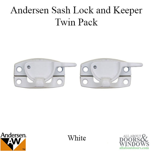 Sash Lock PSNL,  Twin Pack, w/ Keeper -White