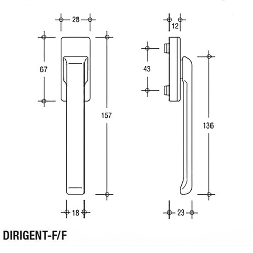 Dirigent inside handle, low profile without spindle - Dark Bronze - Dirigent inside handle, low profile without spindle - Dark Bronze
