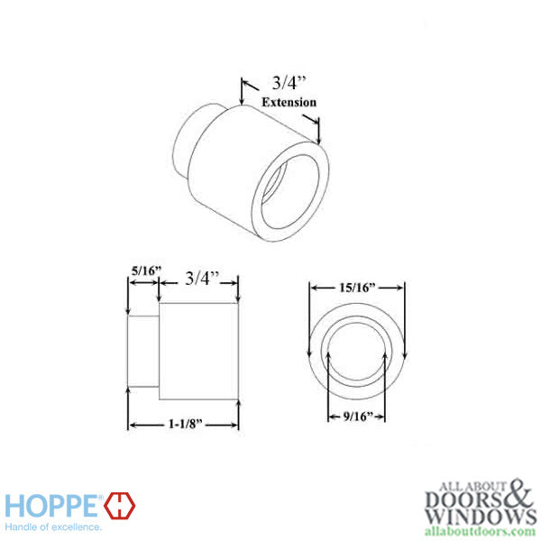 Hoppe Handle Extension, Active / Inactive Trim 3/4