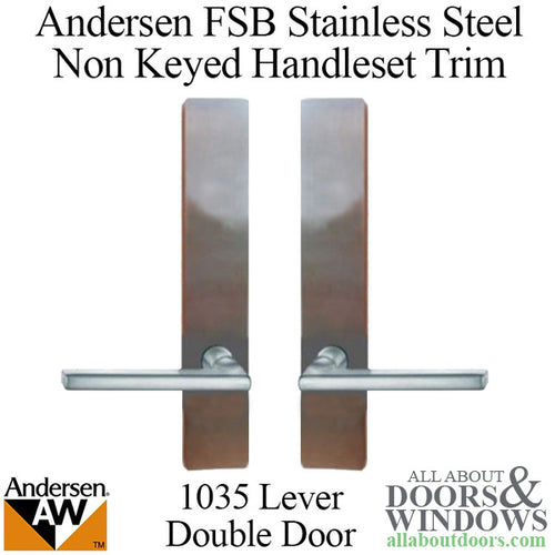 Andersen FSB 1035 Non Keyed Complete Trim Set for Double Door - Stainless Steel - Andersen FSB 1035 Non Keyed Complete Trim Set for Double Door - Stainless Steel