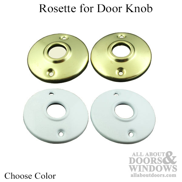 Rosette for Door Knob - 2-1/4 Inch Dia. - White & Polished Brass - Rosette for Door Knob - 2-1/4 Inch Dia. - White & Polished Brass