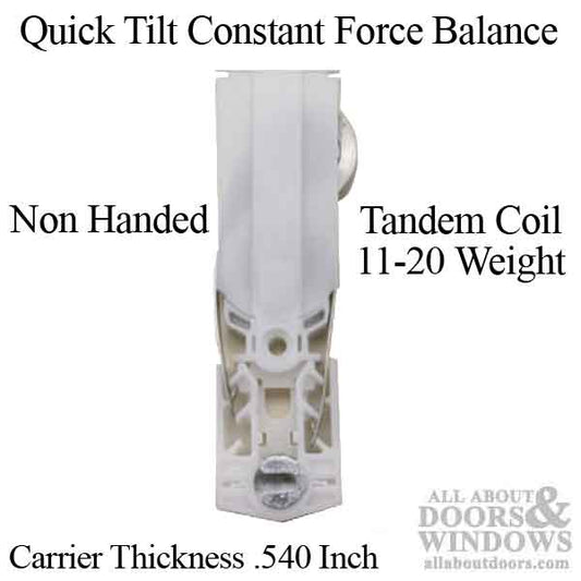 Quick Tilt Constant Force Balance .540 Carrier, Tandem Coil