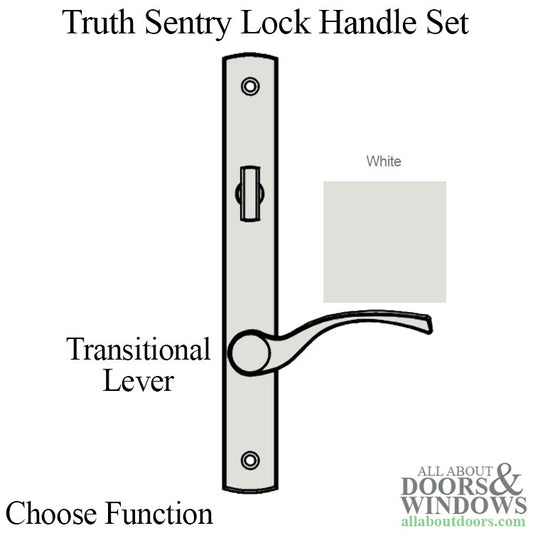 Truth Sentry Lock Handle Set, Transitional, Painted over Zinc- White