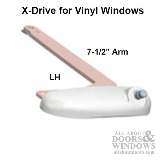 Roto 7-1/2" Single Arm X-Drive, LH Vinyl Window Application - White