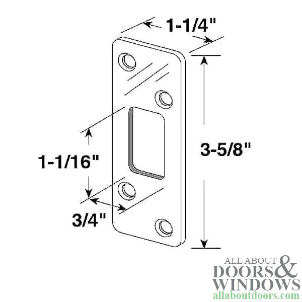 Deadbolt strike - Security - 1/4 inch Radius Corner - Antique Brass - Deadbolt strike - Security - 1/4 inch Radius Corner - Antique Brass
