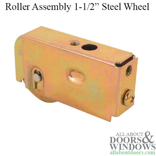 Sliding Door Roller With 1.5 Inch Steel Wheel With Steel Plain Back Housing