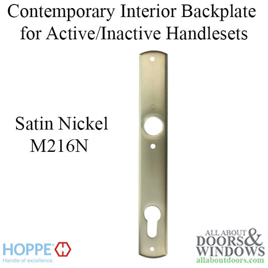 HOPPE Contemporary Interior Backplate M216N for Active/Inactive Handlesets - Satin Nickel